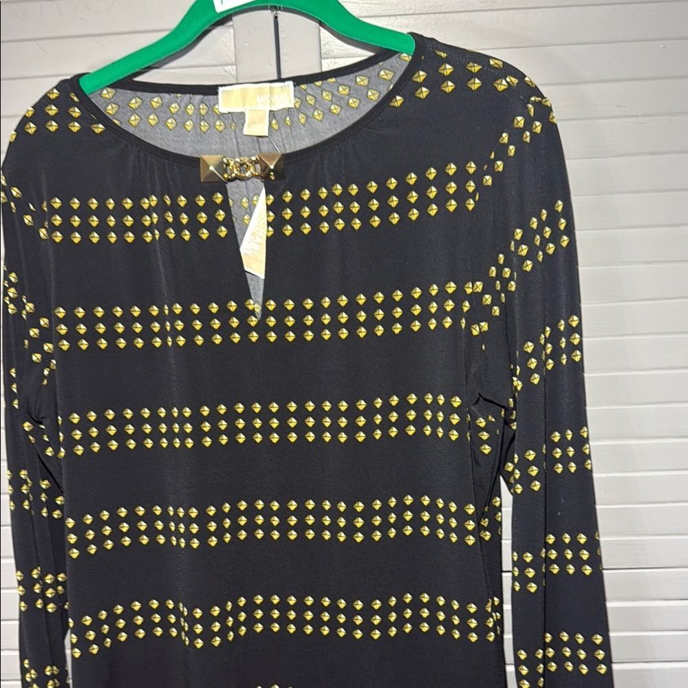 Michael Kors Black and Gold Graphic Blouse - Picture 8 of 8